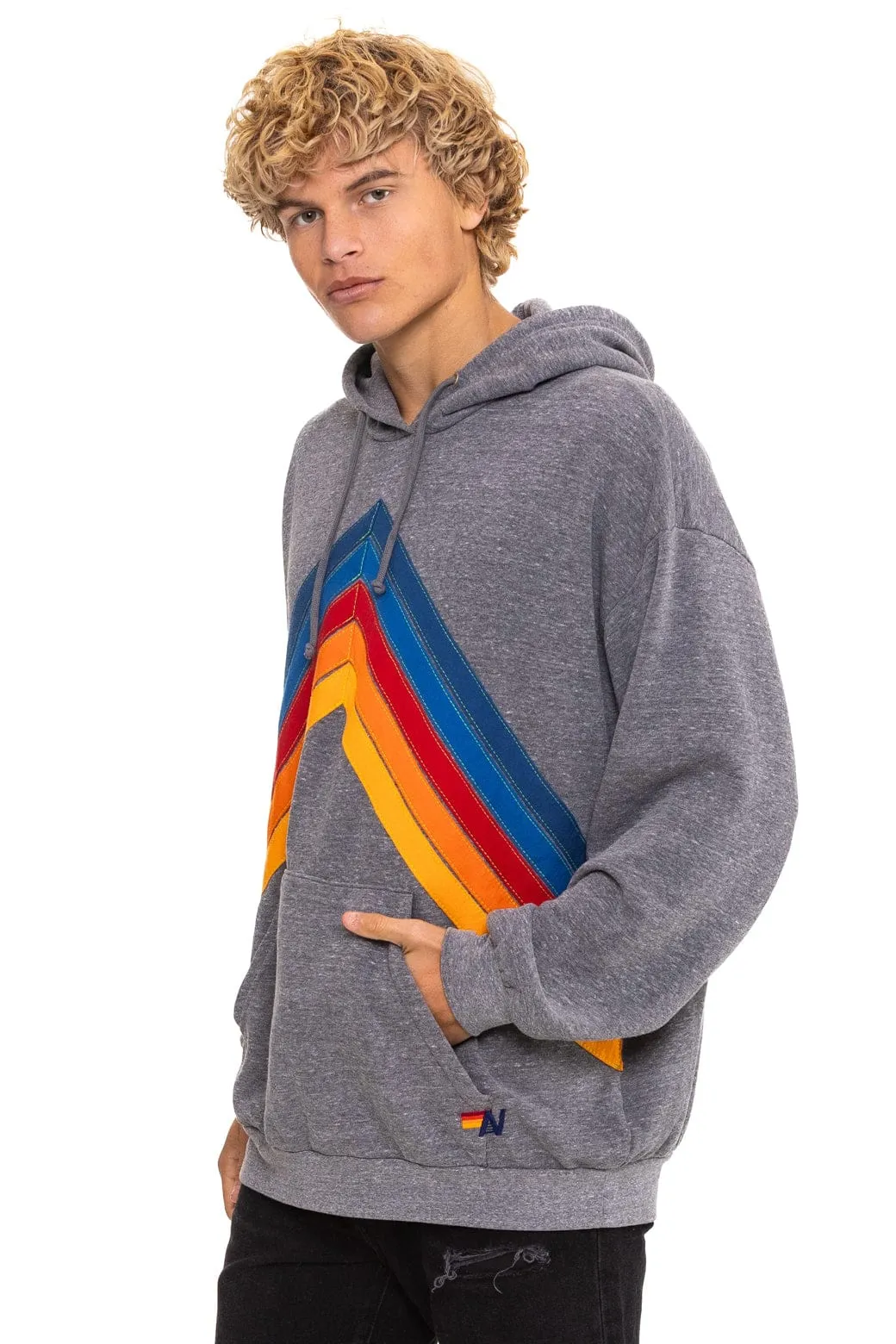 MOUNTAIN STITCH CHEVRON PULLOVER HOODIE RELAXED - HEATHER GREY sold by Aviator Nation product image thumbnail 4
