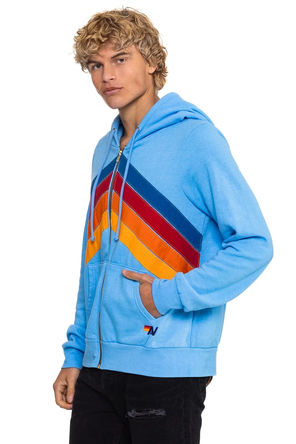 MOUNTAIN STITCH CHEVRON 4 ZIP HOODIE - SKY sold by Aviator Nation product image thumbnail 4