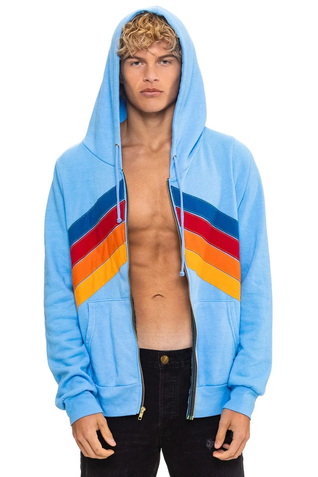 MOUNTAIN STITCH CHEVRON 4 ZIP HOODIE - SKY sold by Aviator Nation product image thumbnail 2