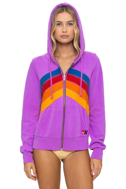 MOUNTAIN STITCH CHEVRON 4 ZIP HOODIE - NEON PURPLE sold by Aviator Nation