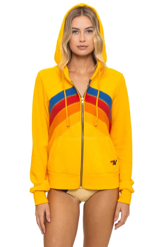 MOUNTAIN STITCH CHEVRON 4 ZIP HOODIE - GOLD sold by Aviator Nation