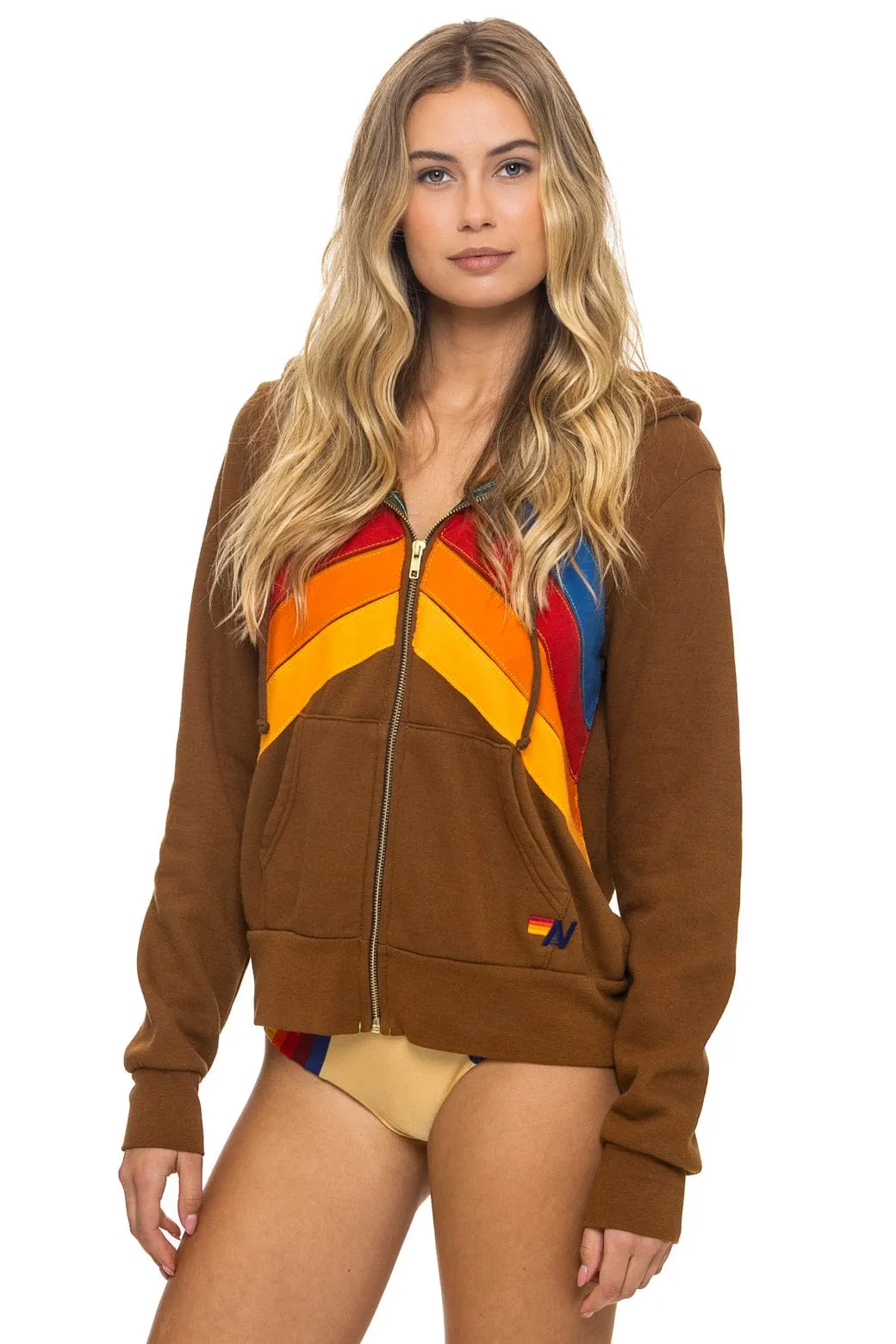 MOUNTAIN STITCH CHEVRON 4 ZIP HOODIE - CINNAMON sold by Aviator Nation product image thumbnail 3