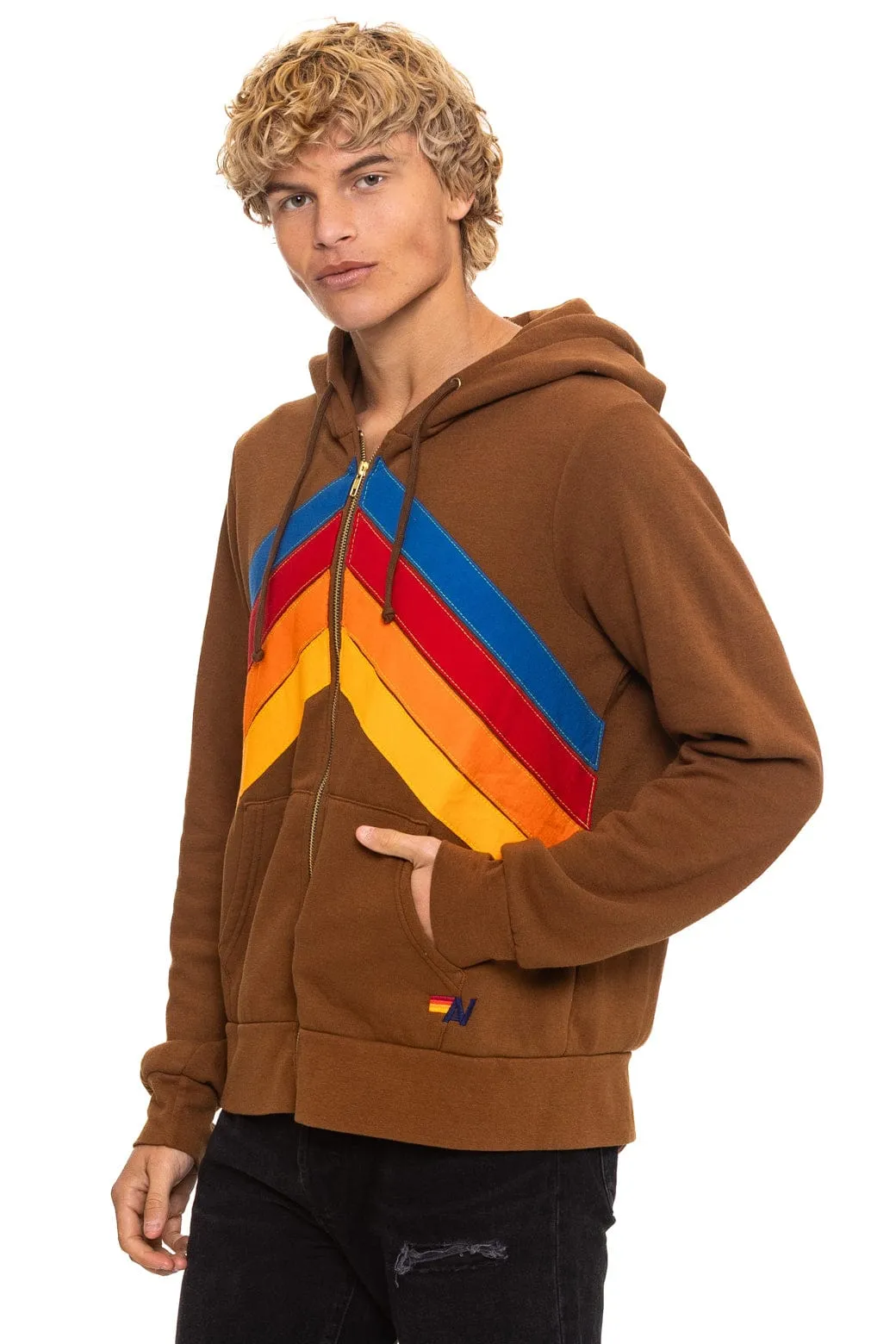 MOUNTAIN STITCH CHEVRON 4 ZIP HOODIE - CINNAMON sold by Aviator Nation product image thumbnail 4
