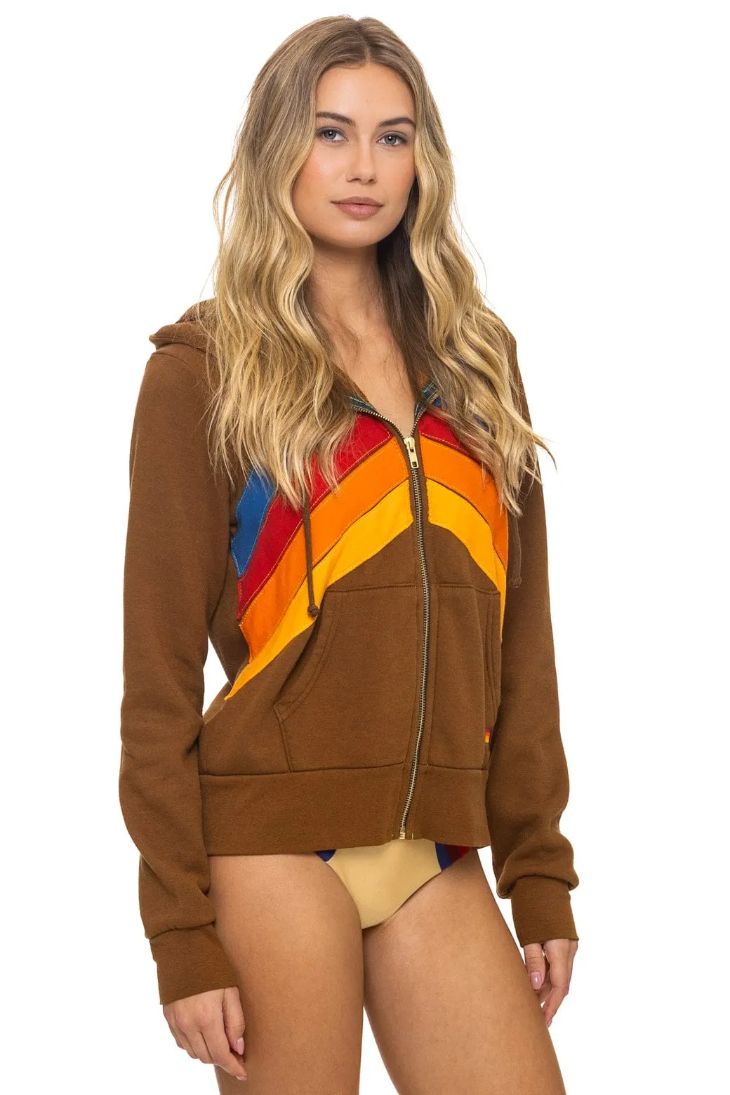 MOUNTAIN STITCH CHEVRON 4 ZIP HOODIE - CINNAMON sold by Aviator Nation product image thumbnail 5