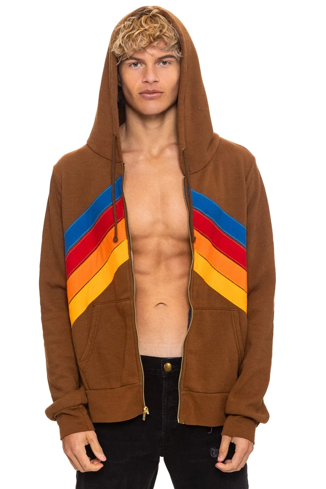 MOUNTAIN STITCH CHEVRON 4 ZIP HOODIE - CINNAMON sold by Aviator Nation product image thumbnail 2