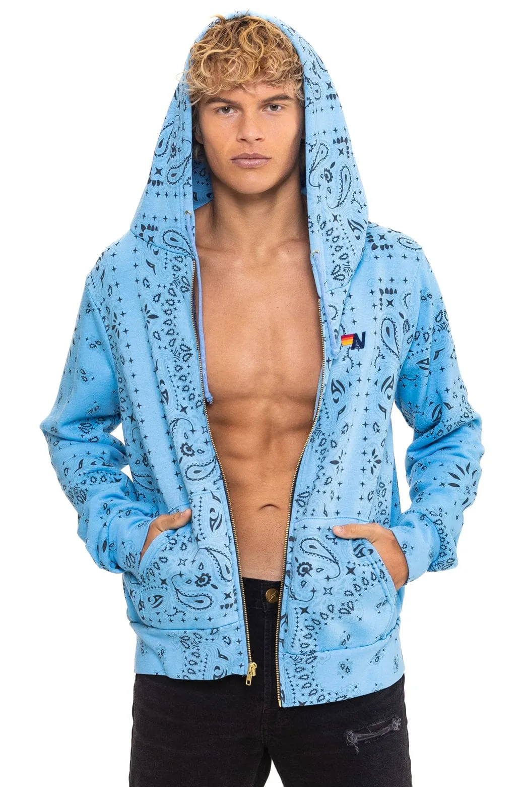 BANDANA ZIP HOODIE - SKY sold by Aviator Nation product image thumbnail 2