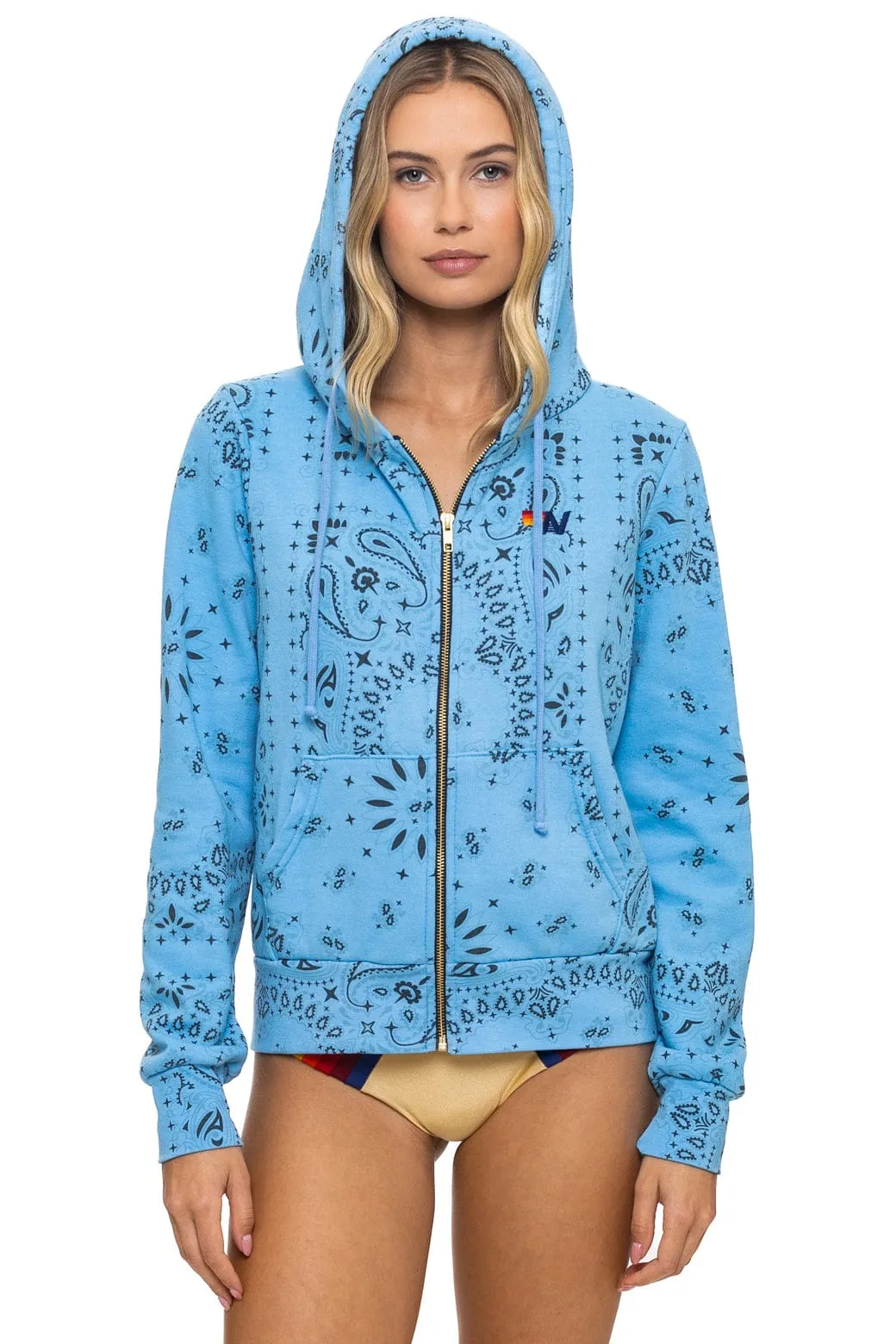 BANDANA ZIP HOODIE - SKY sold by Aviator Nation