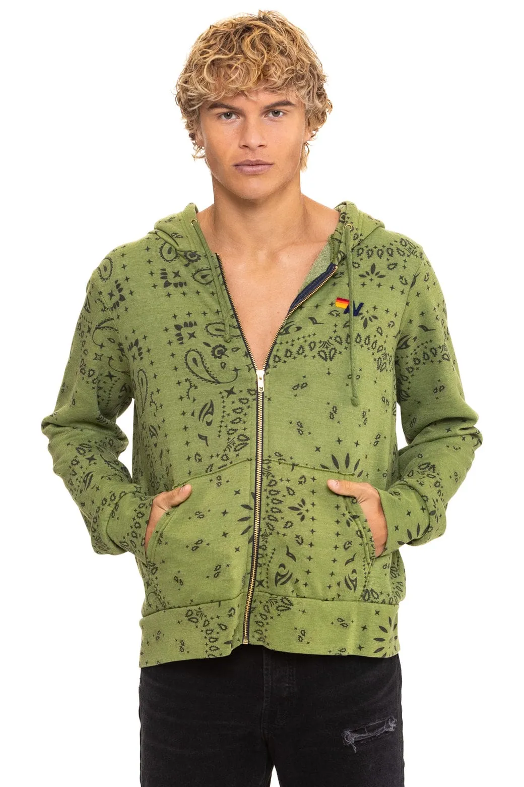 BANDANA ZIP HOODIE - JUNGLE GREEN sold by Aviator Nation product image thumbnail 2