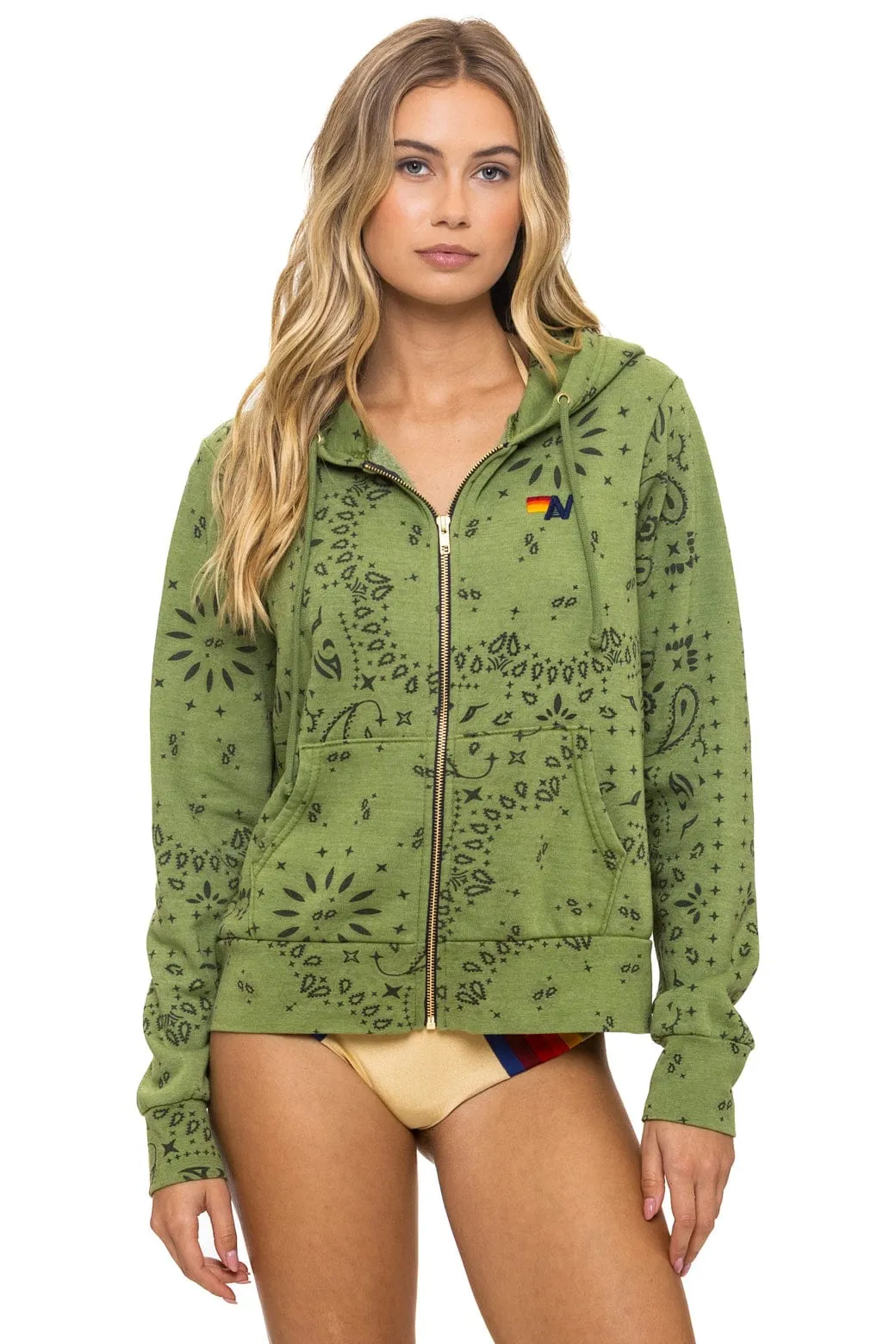 BANDANA ZIP HOODIE - JUNGLE GREEN sold by Aviator Nation product image thumbnail 5