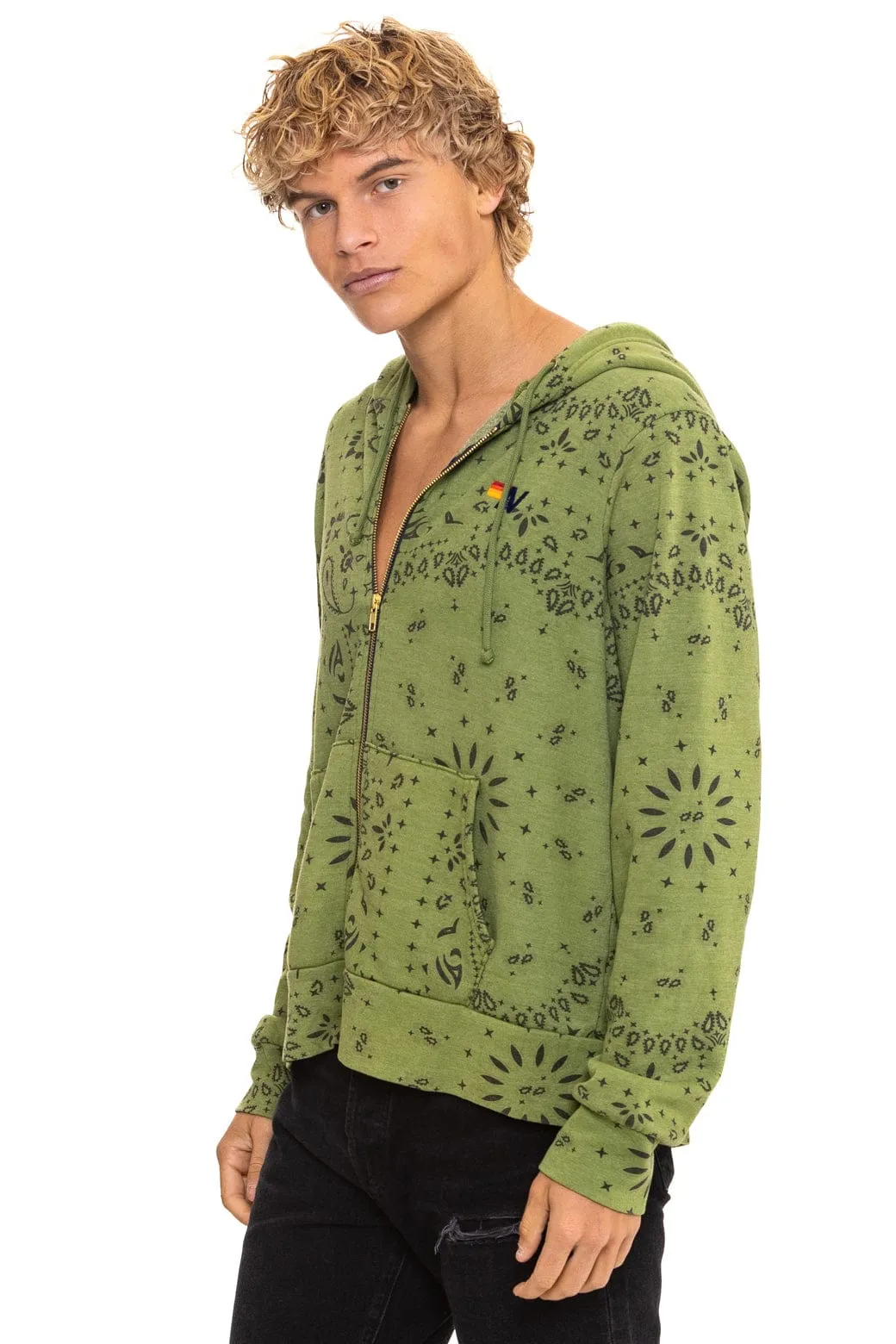 BANDANA ZIP HOODIE - JUNGLE GREEN sold by Aviator Nation product image thumbnail 4