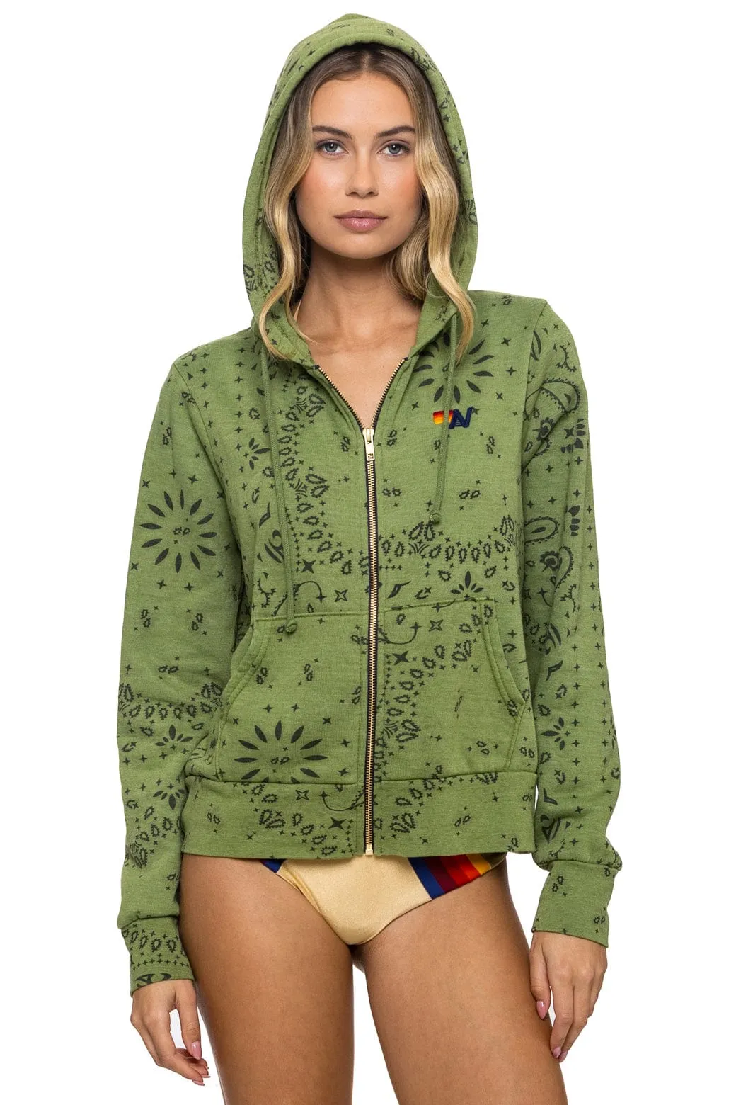BANDANA ZIP HOODIE - JUNGLE GREEN sold by Aviator Nation