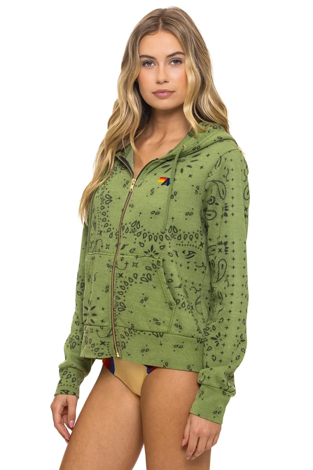 BANDANA ZIP HOODIE - JUNGLE GREEN sold by Aviator Nation product image thumbnail 3