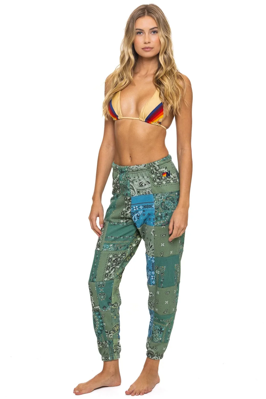 BANDANA QUILTED SWEATPANTS - GREEN sold by Aviator Nation product image thumbnail 3