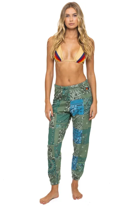 BANDANA QUILTED SWEATPANTS - GREEN sold by Aviator Nation