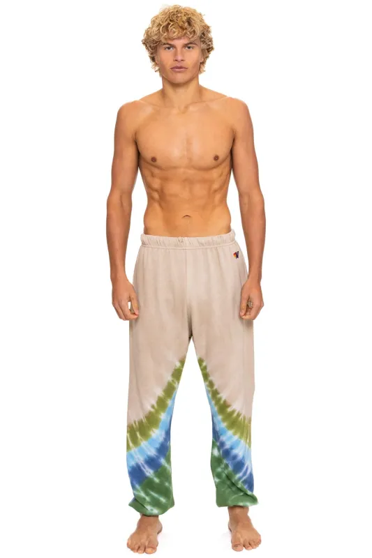HAND DYED V SWEATPANTS - TIE DYE SAND // BLUE GREEN sold by Aviator Nation