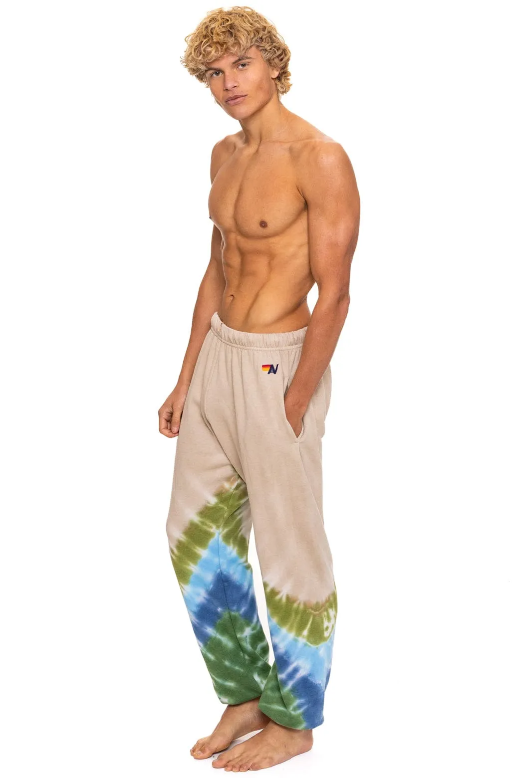 HAND DYED V SWEATPANTS - TIE DYE SAND // BLUE GREEN sold by Aviator Nation product image thumbnail 3