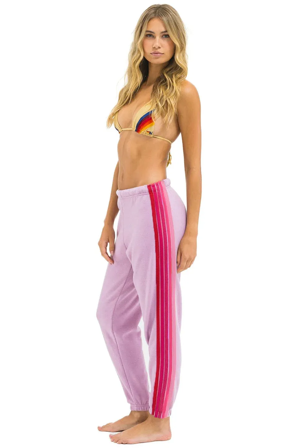 5 STRIPE SWEATPANTS - MAUVE // PINK sold by Aviator Nation
