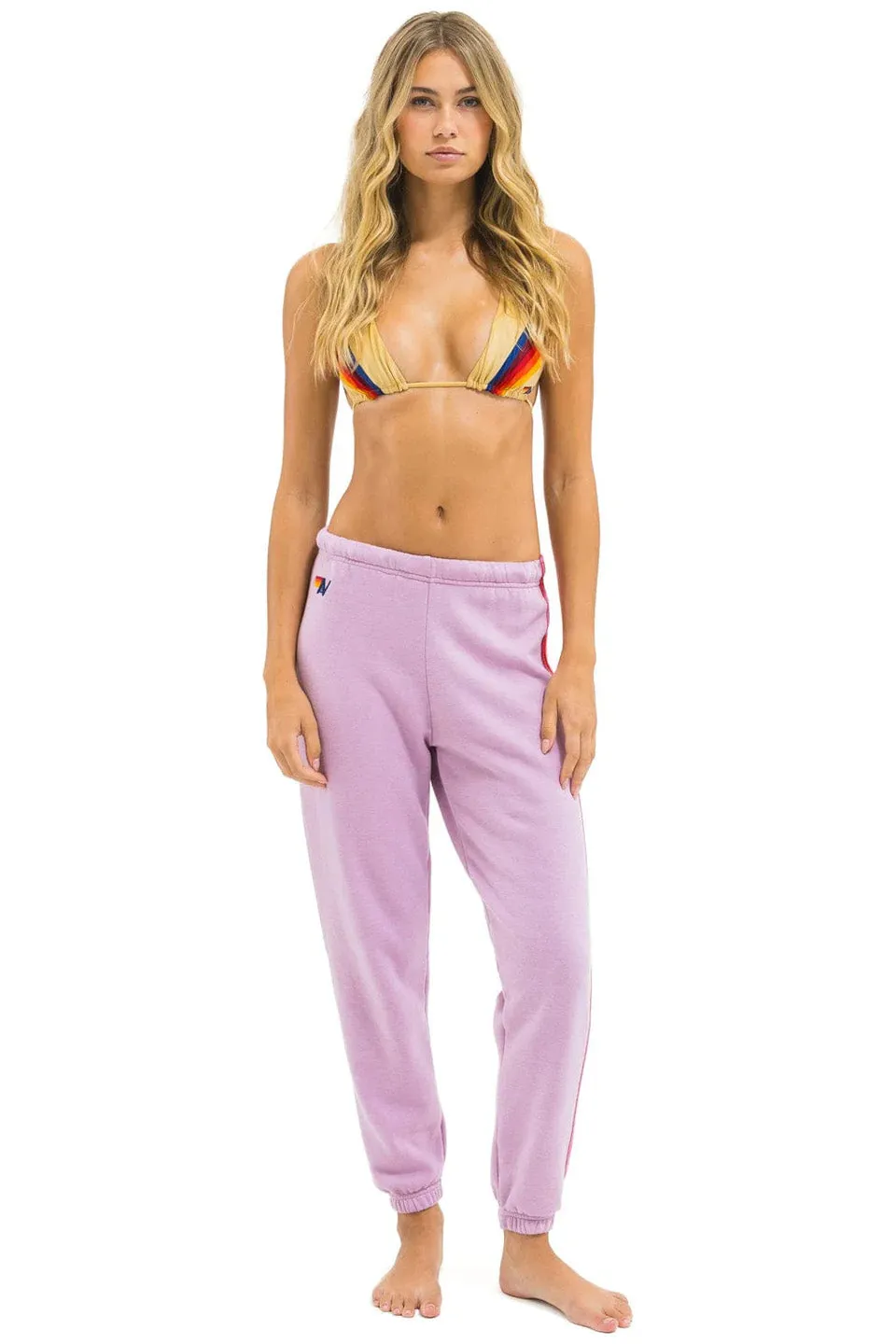 5 STRIPE SWEATPANTS - MAUVE // PINK sold by Aviator Nation product image thumbnail 2