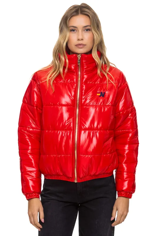 BOLT LUXE APRES PUFFER JACKET - GLOSSY CHERRY sold by Aviator Nation