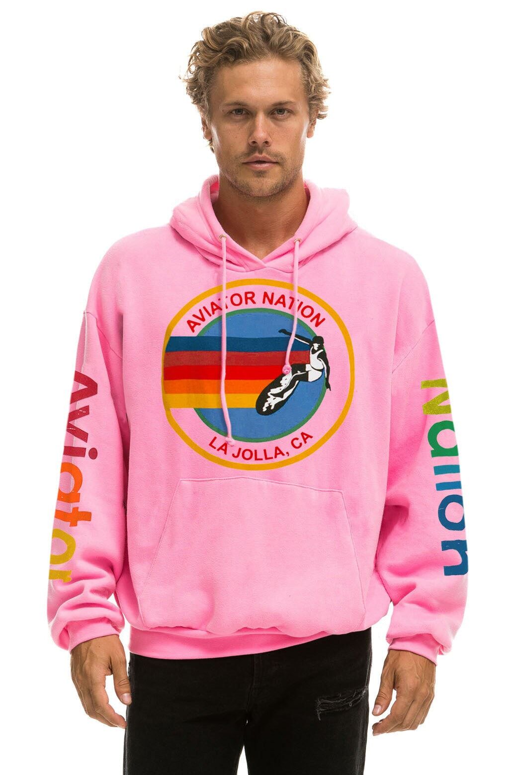 AVIATOR NATION LA JOLLA RELAXED PULLOVER HOODIE - NEON PINK sold by Aviator Nation product image thumbnail 2