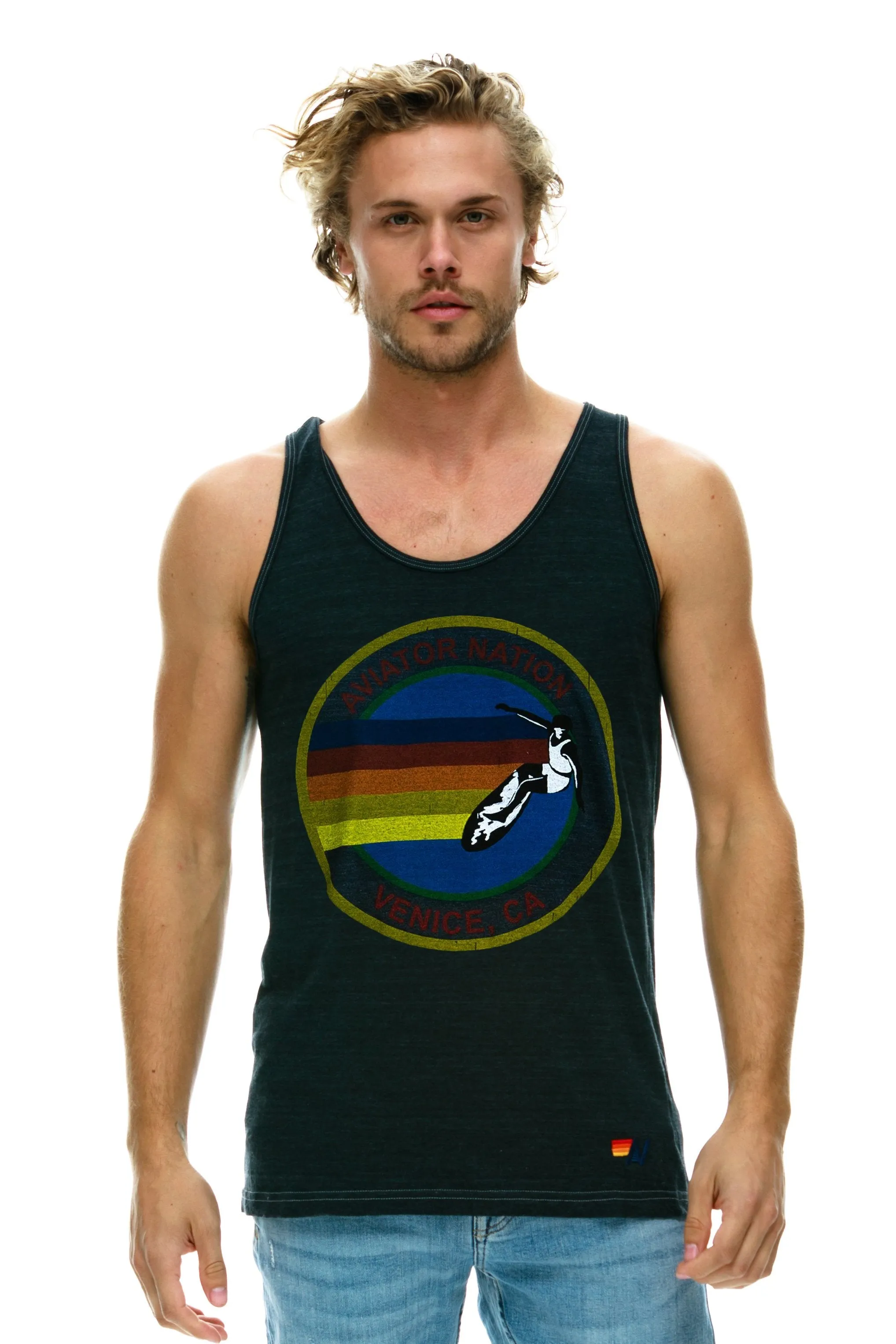 MEN'S AVIATOR NATION TANK - CHARCOAL sold by Aviator Nation