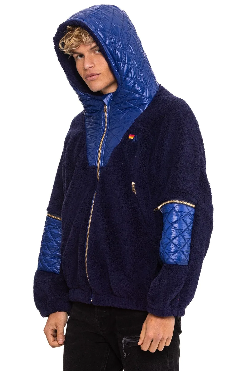 TEDDY UNISEX OVERSIZED HOODED FULL ZIP JACKET - NAVY sold by Aviator Nation product image thumbnail 4