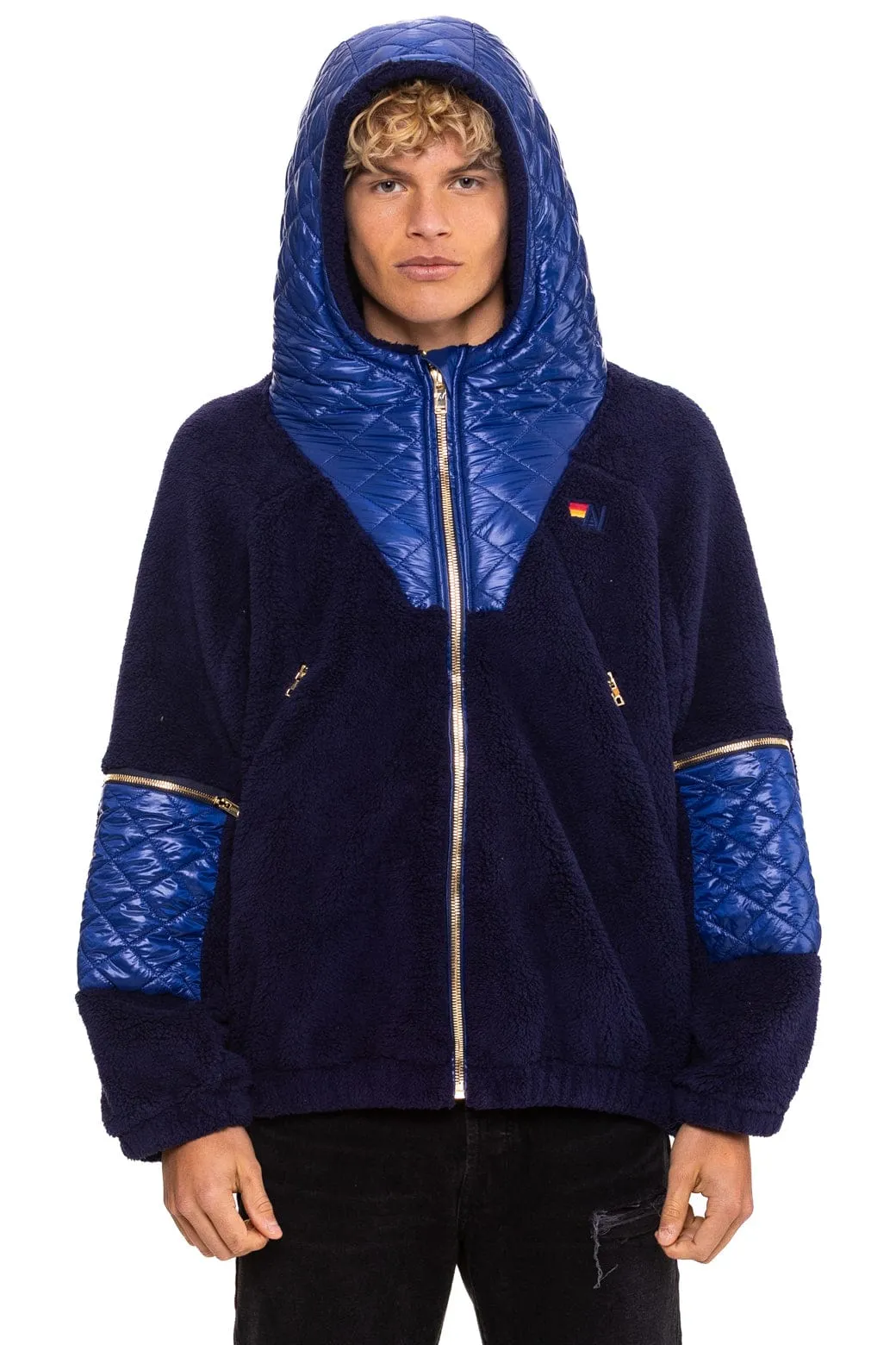 TEDDY UNISEX OVERSIZED HOODED FULL ZIP JACKET - NAVY sold by Aviator Nation product image thumbnail 2