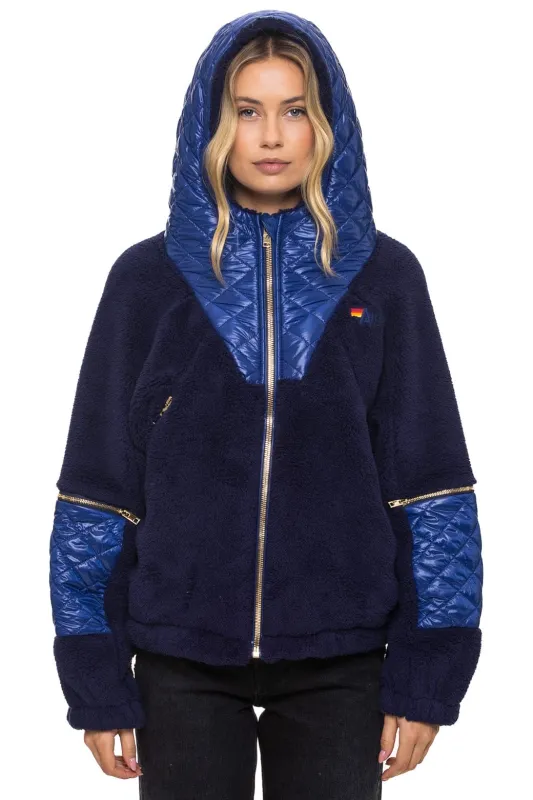 TEDDY UNISEX OVERSIZED HOODED FULL ZIP JACKET - NAVY sold by Aviator Nation