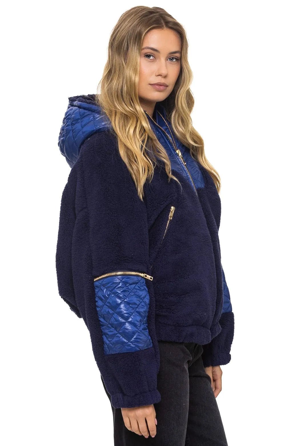 TEDDY UNISEX OVERSIZED HOODED FULL ZIP JACKET - NAVY sold by Aviator Nation product image thumbnail 5