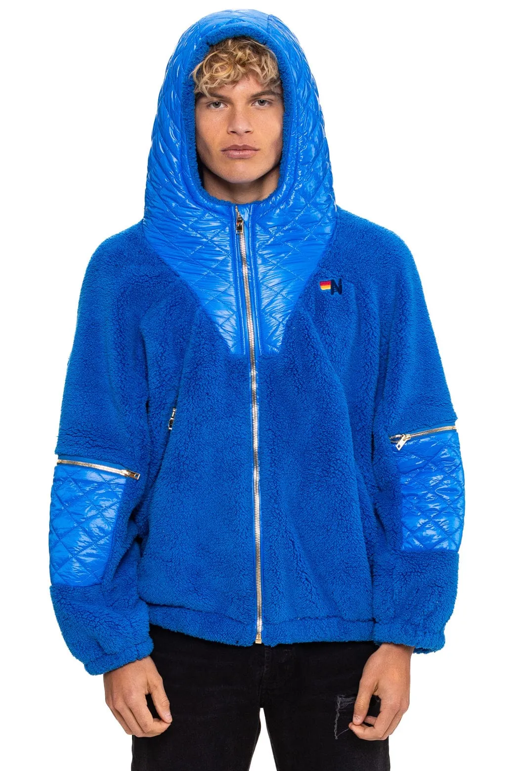 TEDDY UNISEX OVERSIZED HOODED FULL ZIP JACKET - BLUE CINA sold by Aviator Nation product image thumbnail 2