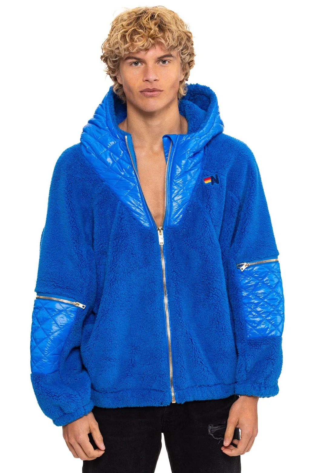 TEDDY UNISEX OVERSIZED HOODED FULL ZIP JACKET - BLUE CINA sold by Aviator Nation product image thumbnail 4