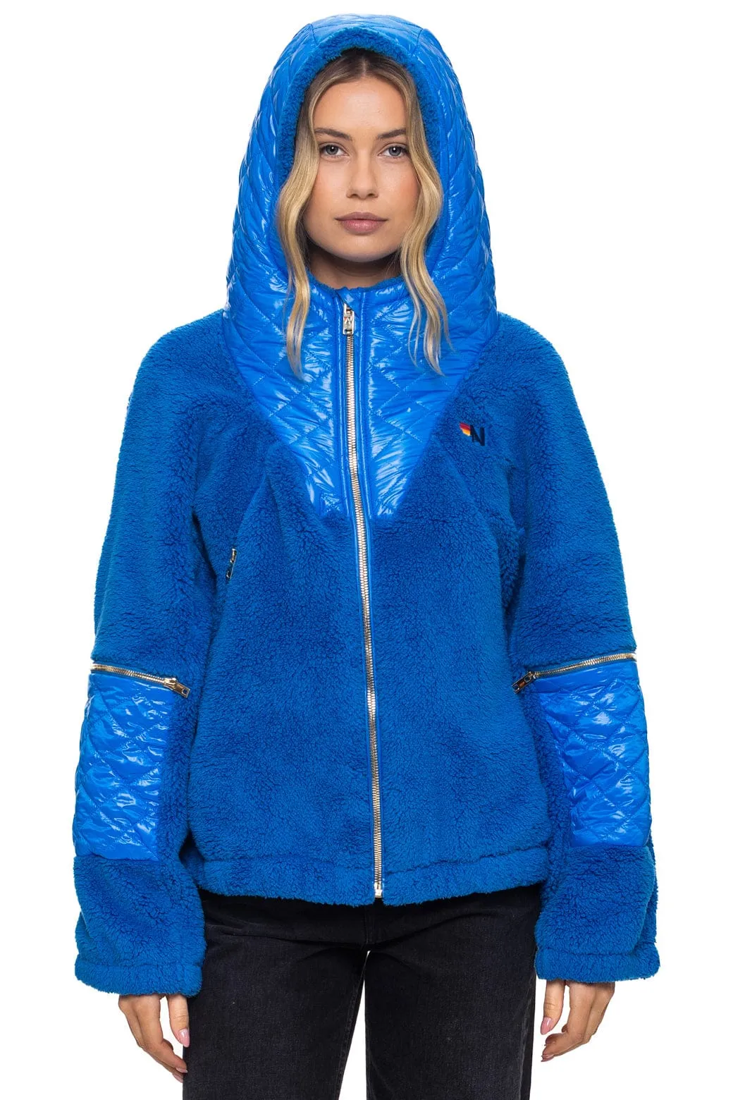 TEDDY UNISEX OVERSIZED HOODED FULL ZIP JACKET - BLUE CINA sold by Aviator Nation