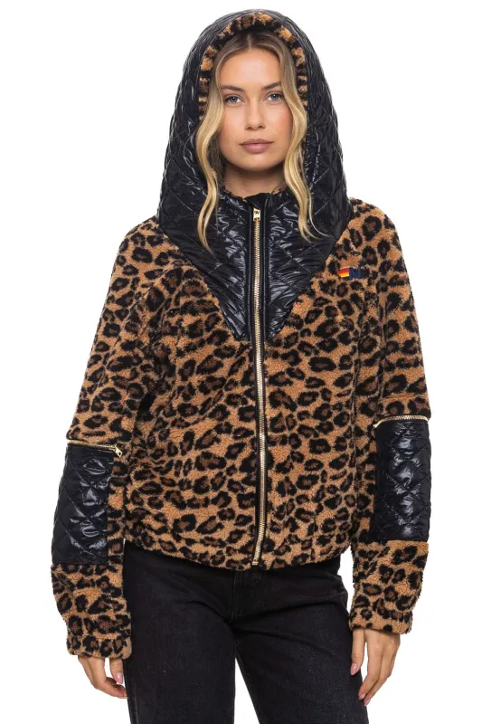 TEDDY UNISEX OVERSIZED HOODED FULL ZIP JACKET - CHEETAH sold by Aviator Nation