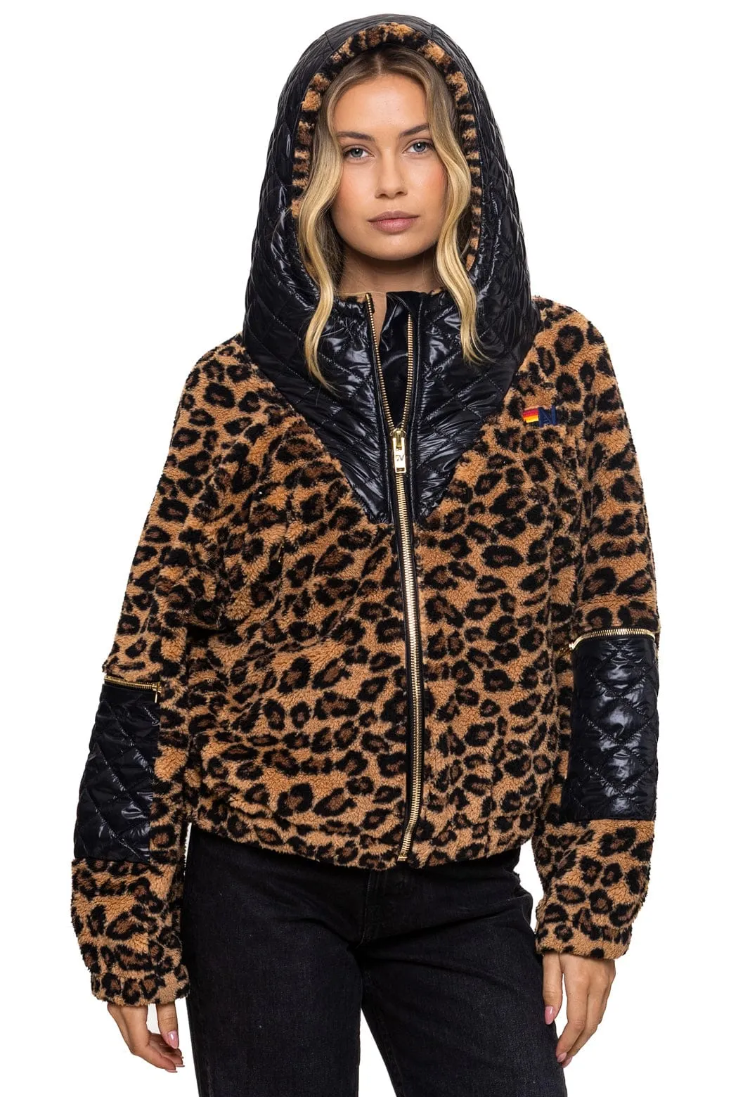 TEDDY UNISEX OVERSIZED HOODED FULL ZIP JACKET - CHEETAH sold by Aviator Nation product image thumbnail 3