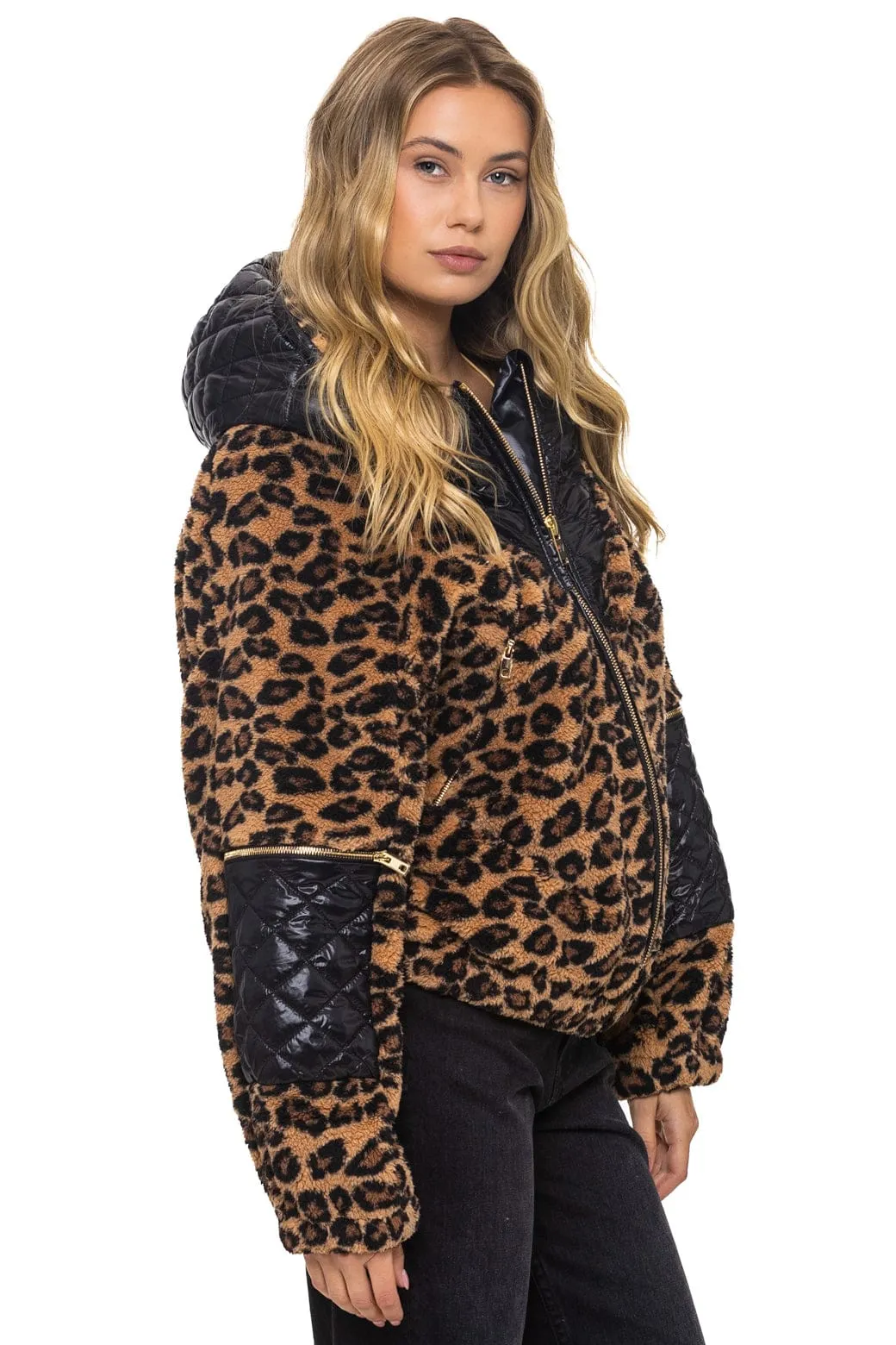 TEDDY UNISEX OVERSIZED HOODED FULL ZIP JACKET - CHEETAH sold by Aviator Nation product image thumbnail 5