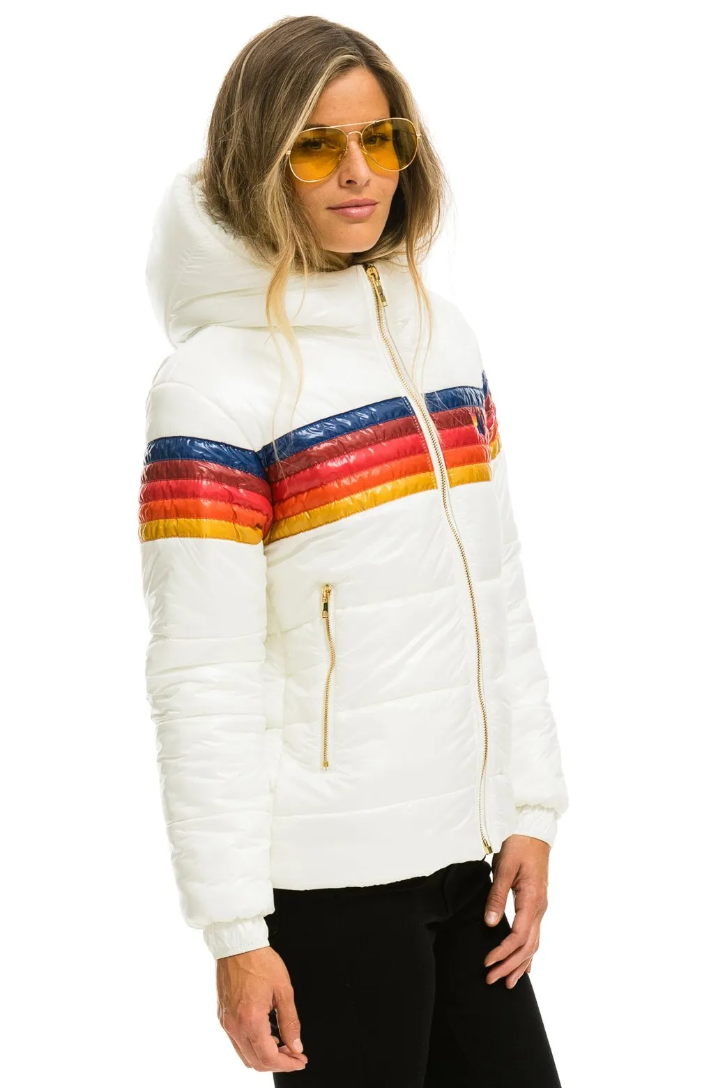 5 STRIPE TREKKER JACKET - GLOSSY WHITE sold by Aviator Nation product image thumbnail 4