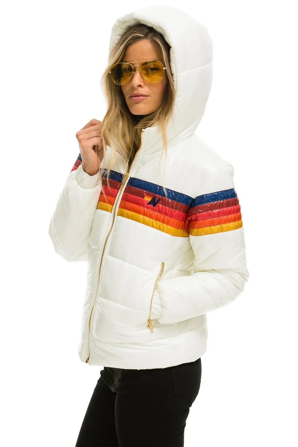 5 STRIPE TREKKER JACKET - GLOSSY WHITE sold by Aviator Nation product image thumbnail 2