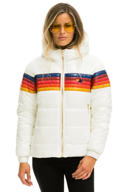 5 STRIPE TREKKER JACKET - GLOSSY WHITE sold by Aviator Nation