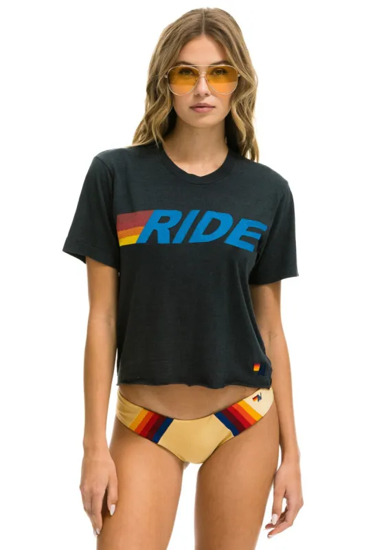 RIDE LOGO BOYFRIEND TEE - CHAR sold by Aviator Nation