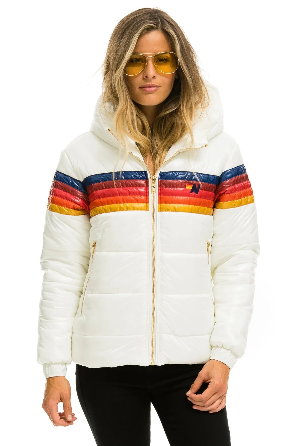5 STRIPE TREKKER JACKET - GLOSSY WHITE sold by Aviator Nation product image thumbnail 3