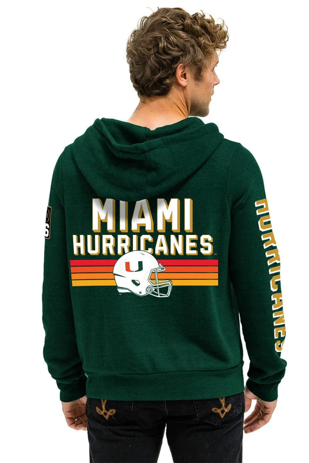 UNIVERSITY OF MIAMI CFP 2026 UNISEX ZIP HOODIE - MIAMI GREEN sold by Aviator Nation product image thumbnail 4