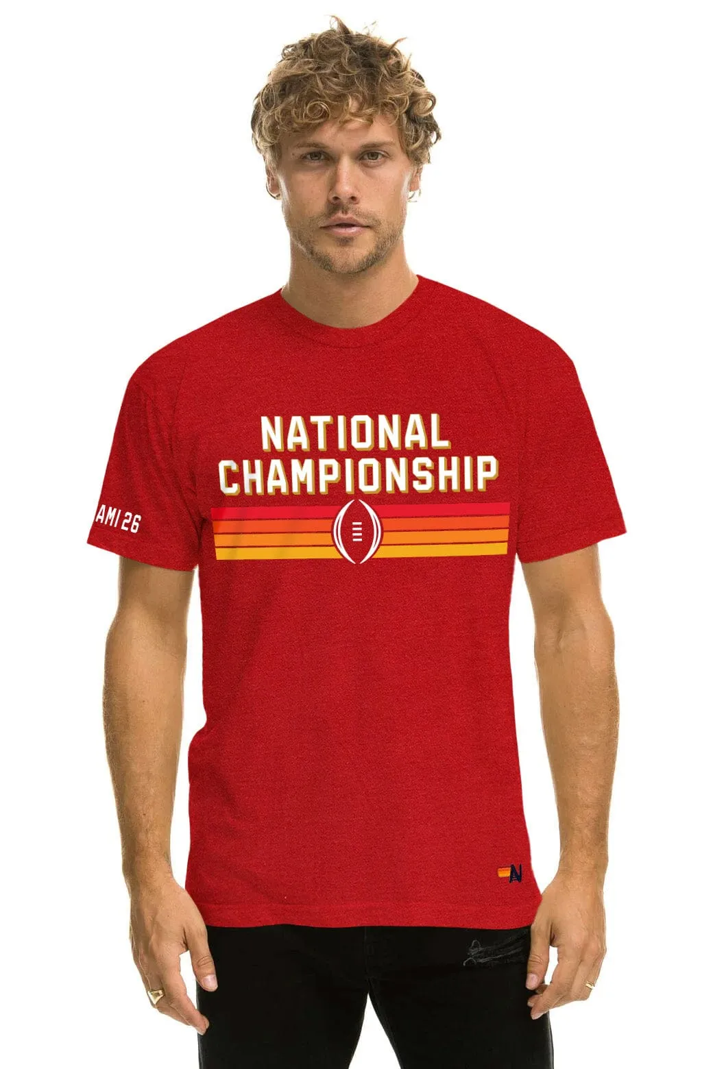 INDIANA UNIVERSITY CFP 2026 CREW TEE SHIRT - CRIMSON sold by Aviator Nation