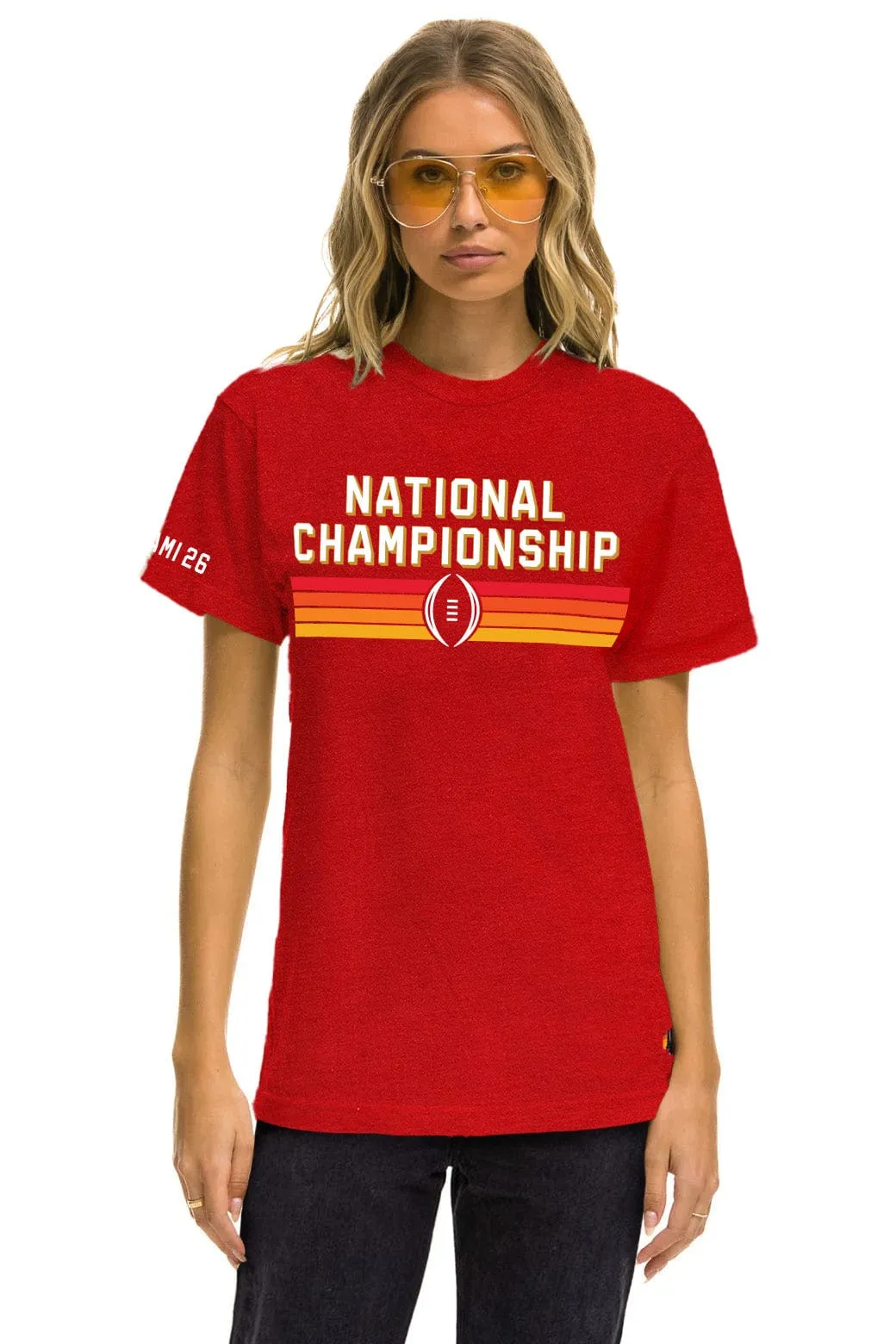 INDIANA UNIVERSITY CFP 2026 CREW TEE SHIRT - CRIMSON sold by Aviator Nation product image thumbnail 3