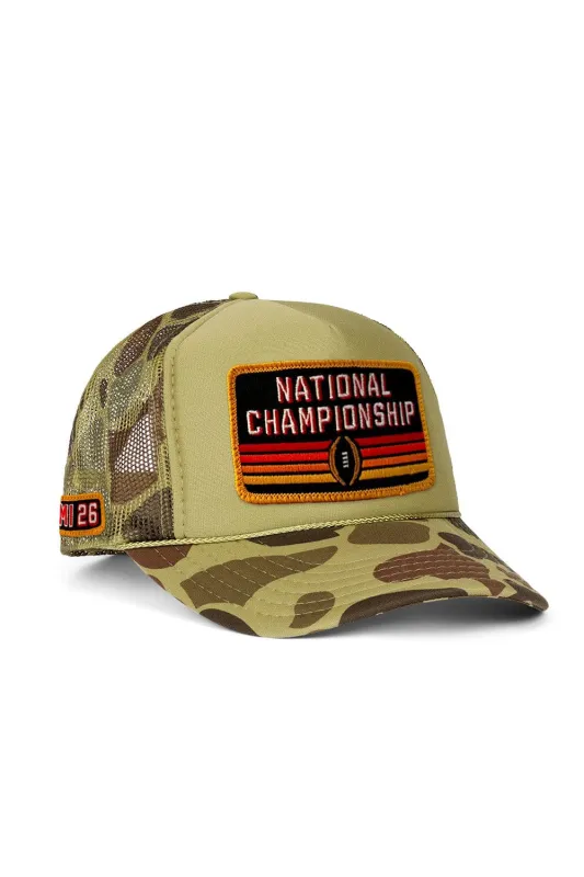 CFP NATIONAL CHAMPIONSHIP 2026 VINTAGE LOW RISE TRUCKER - CAMO made by Aviator Nation