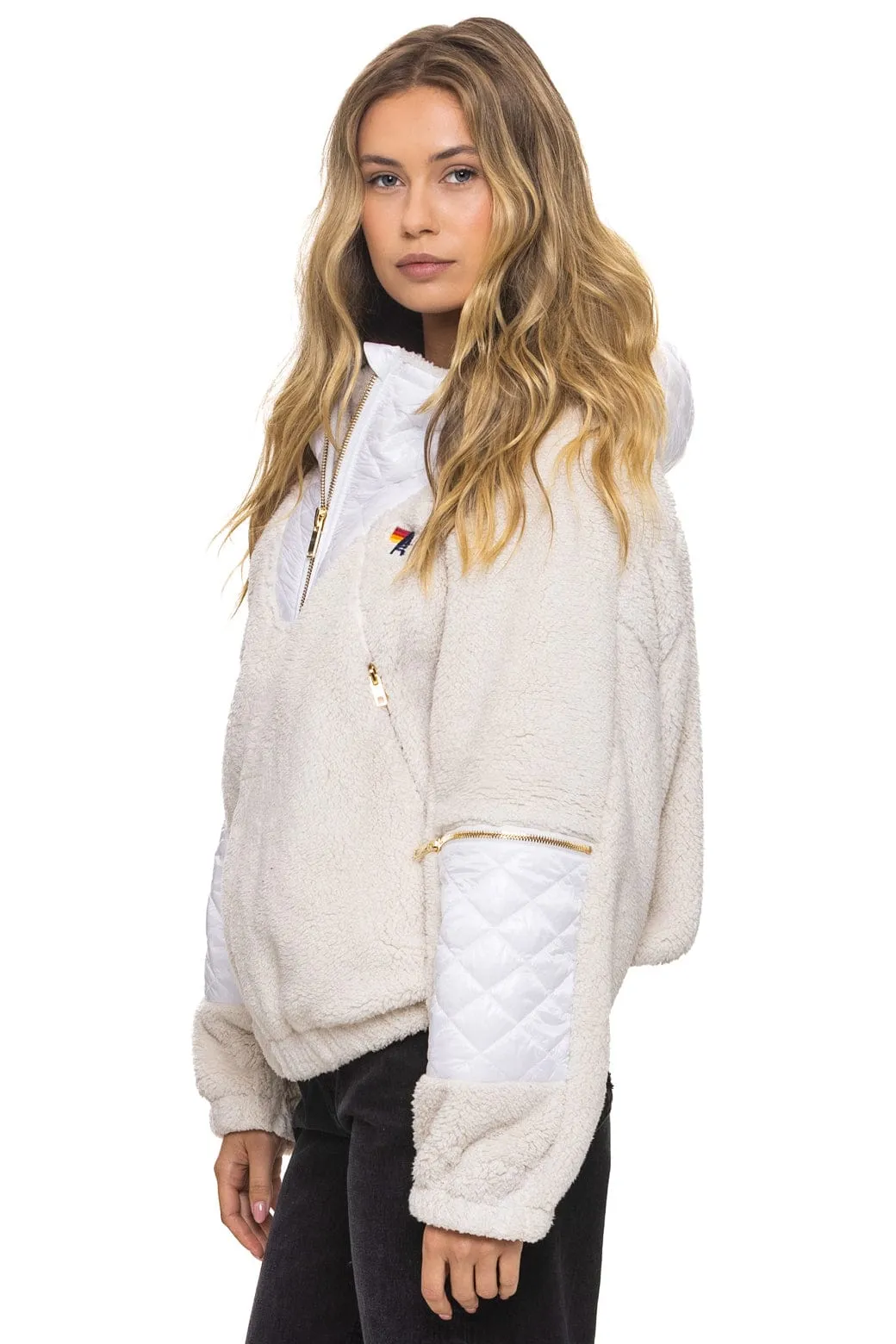 TEDDY UNISEX OVERSIZED HOODED FULL ZIP JACKET - VINTAGE WHITE sold by Aviator Nation product image thumbnail 5