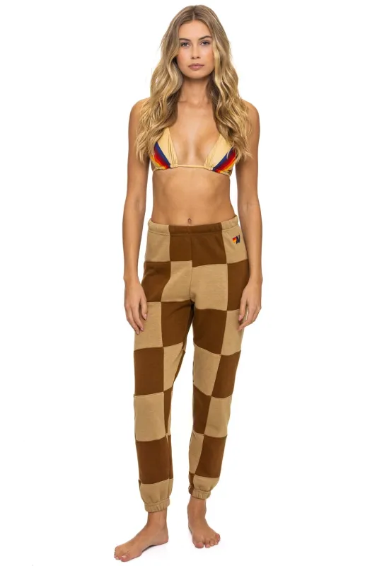 CHECK QUILTED SWEATPANTS - TAN // CINNAMON sold by Aviator Nation
