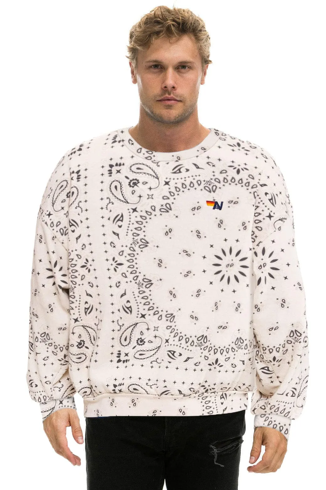 BANDANA RELAXED CREW SWEATSHIRT - VINTAGE WHITE sold by Aviator Nation product image thumbnail 2