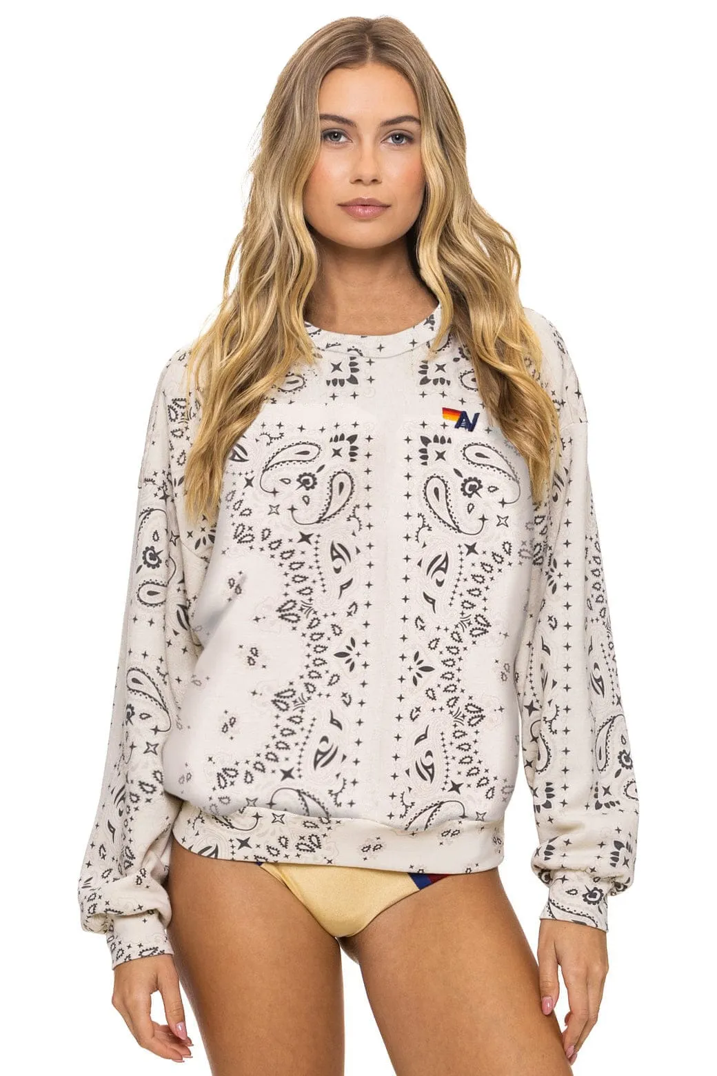 BANDANA RELAXED CREW SWEATSHIRT - VINTAGE WHITE sold by Aviator Nation