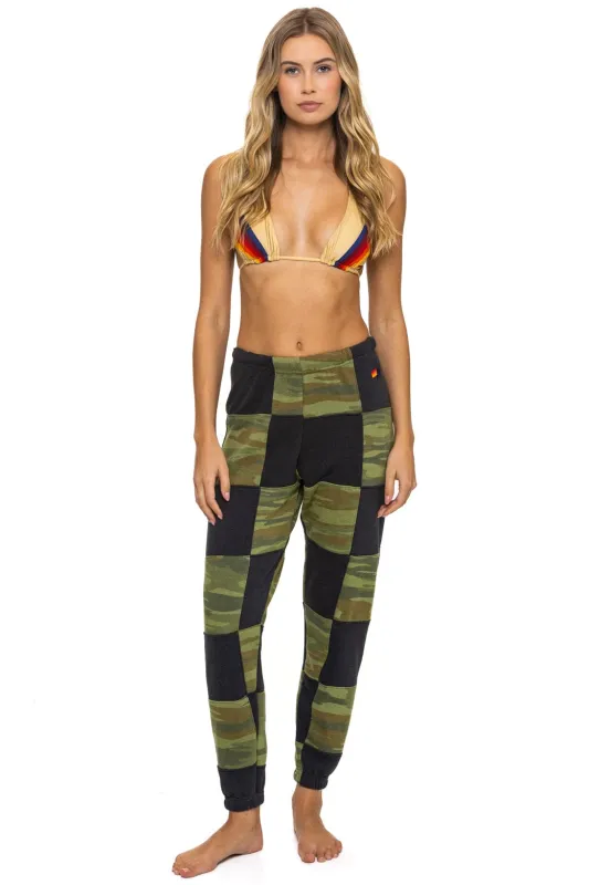 CHECK QUILTED SWEATPANTS - SMOKE // CAMO sold by Aviator Nation