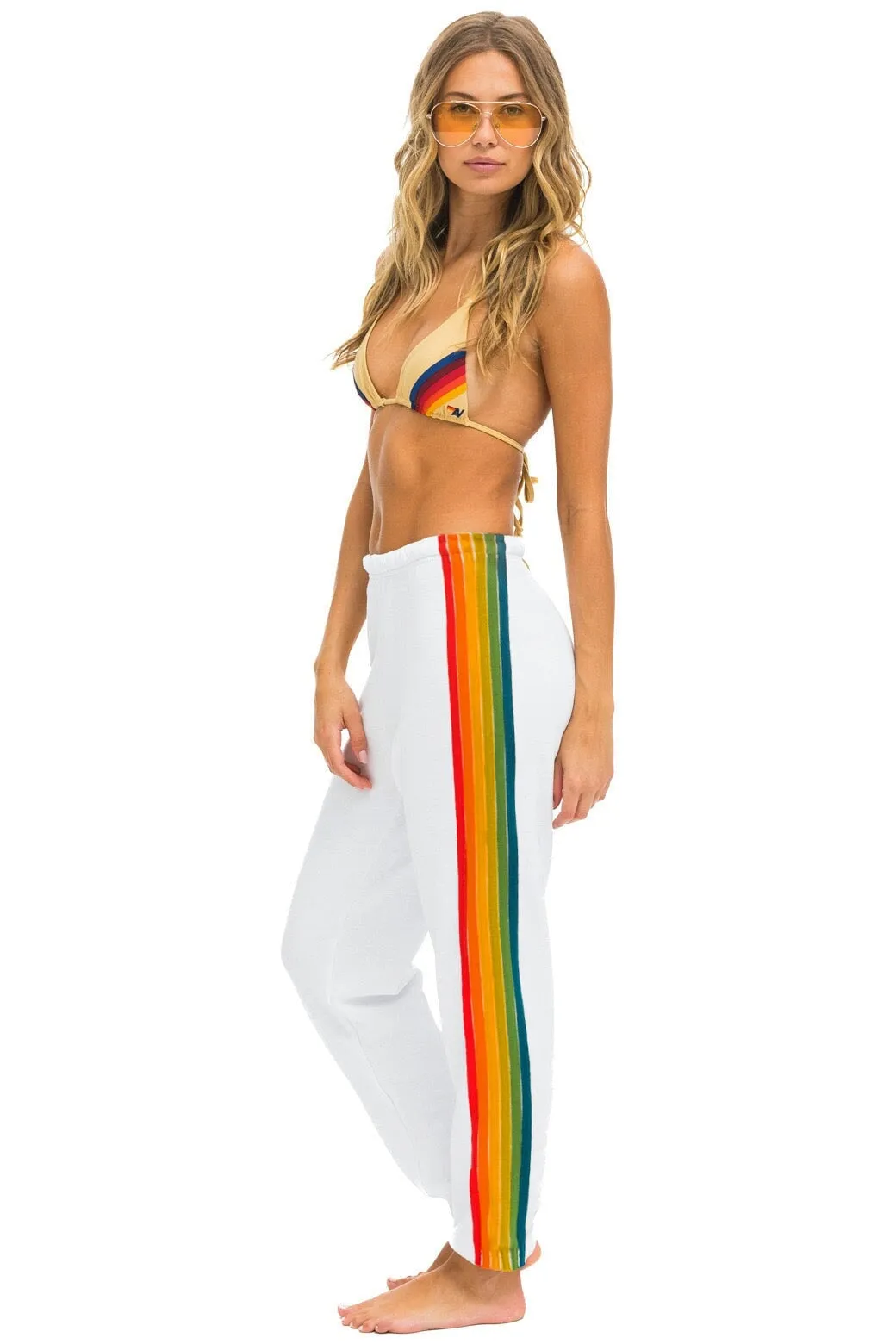 6 STRIPE SWEATPANTS - WHITE // SERAPE sold by Aviator Nation